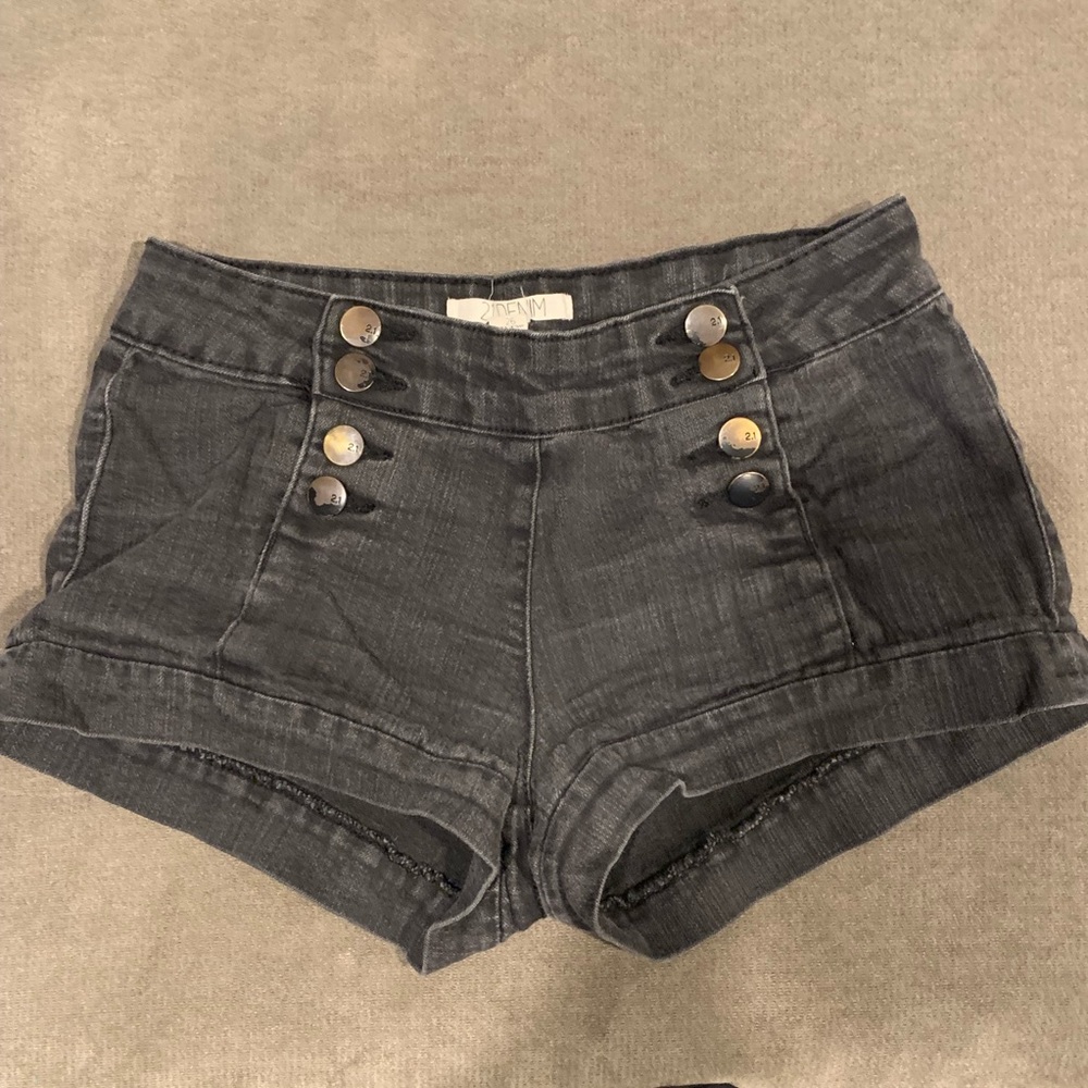Black denim shorts